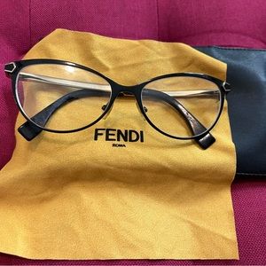 FENDI OVAL EYEGLASSES FF0024 7WH BLACK/GOLD 53MM 024